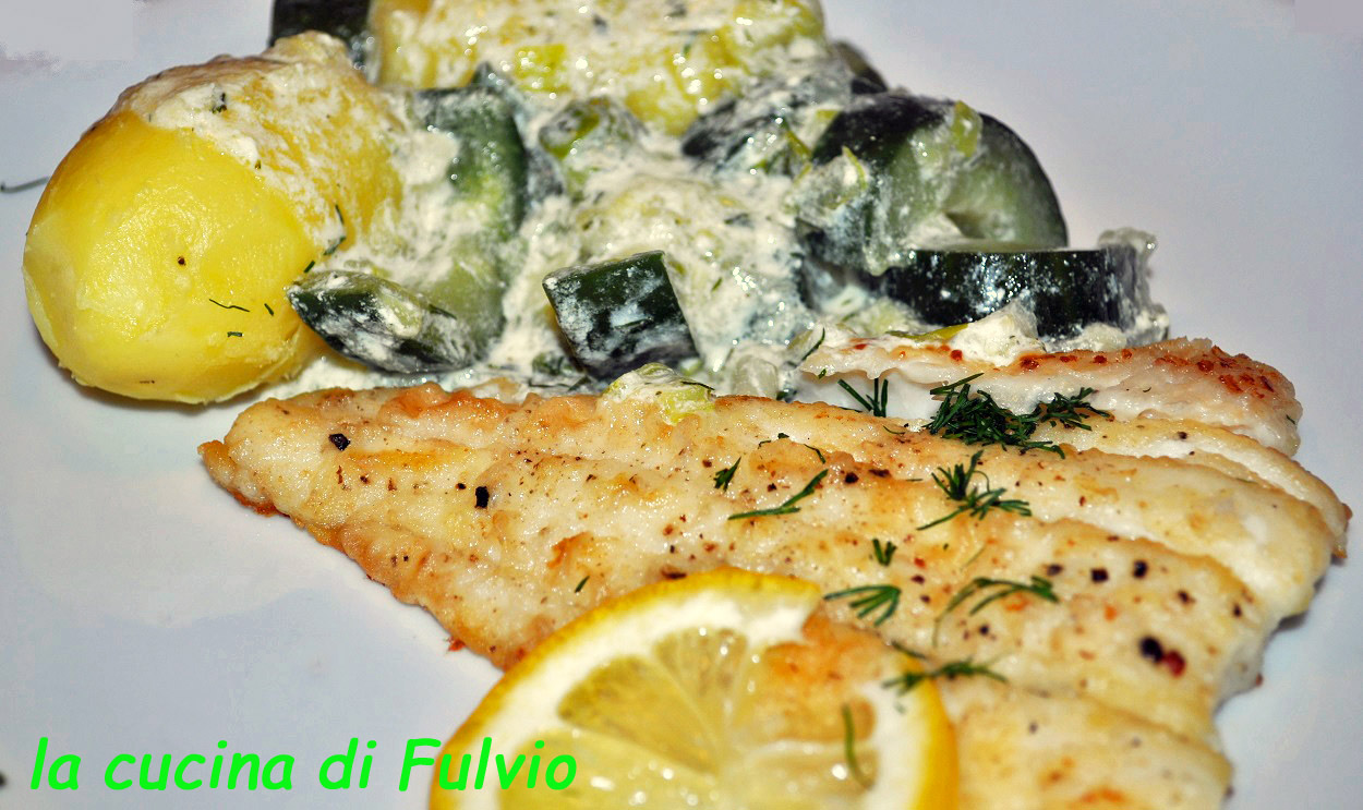 Cod fillet with aromatic cucumber sauce