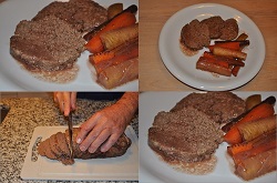 Braised meatloaf with winter vegetables