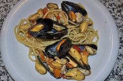 Spaghetti with mussels