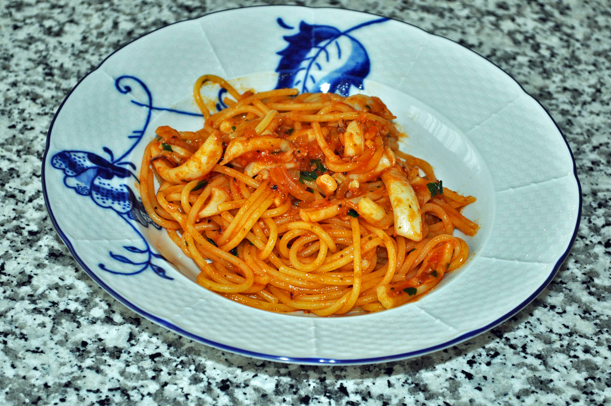 Spaghetti mit Tintenfisch!