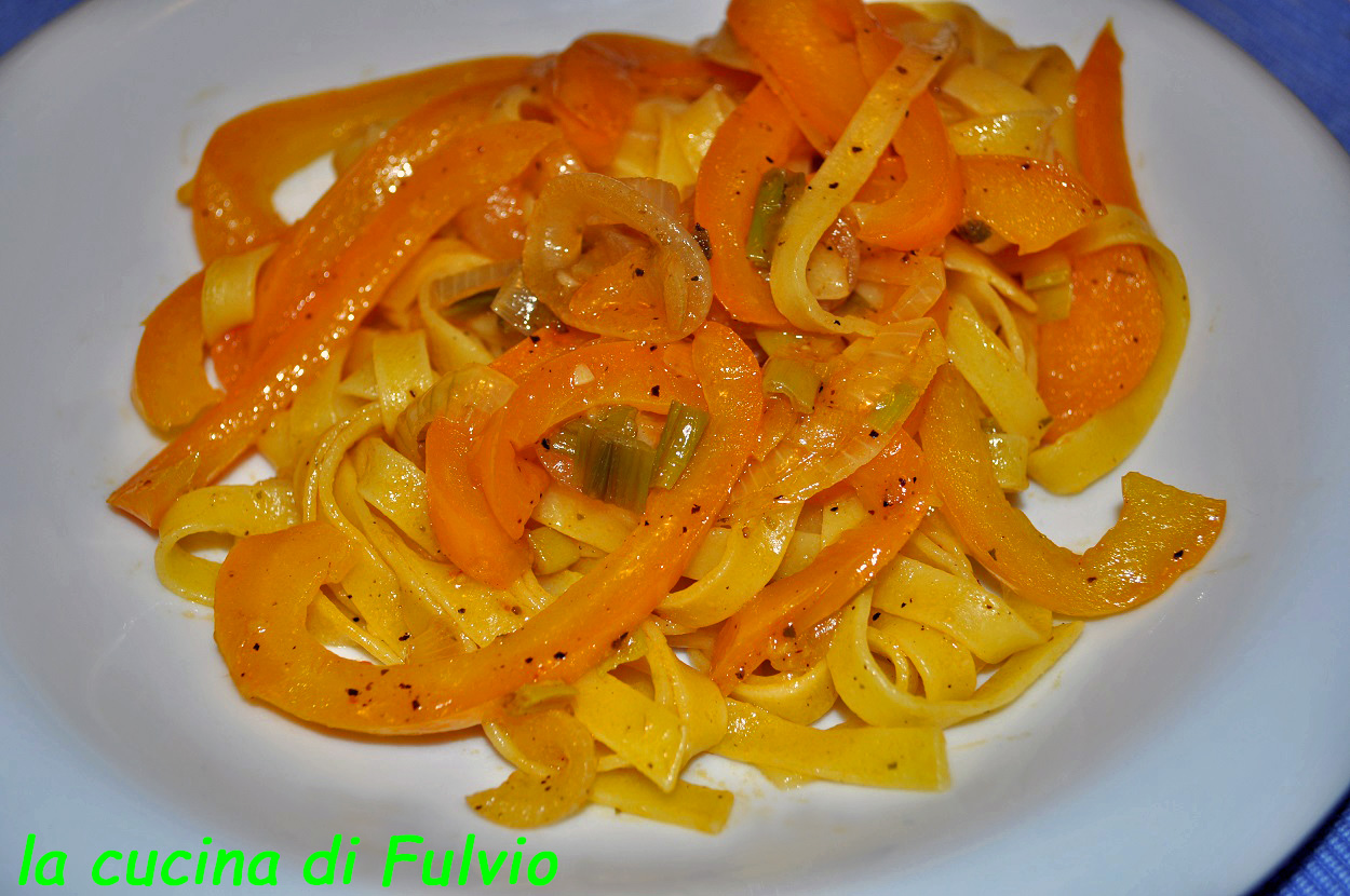 Noodles with peppers, kitchen light