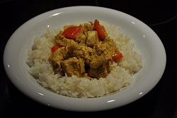 basmati rice flavored with coconut with curry chicken S