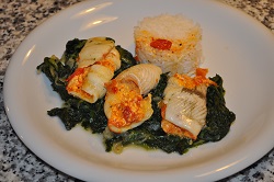 Rolls of plaice with spinach