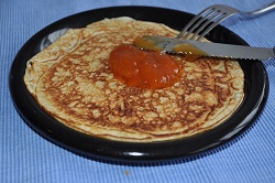 Pancakes with apricot jam of the house!